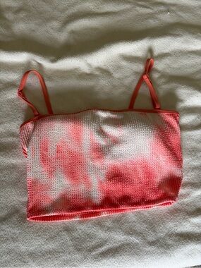 aerie Coral Pink Tie-Dye Bikini Top